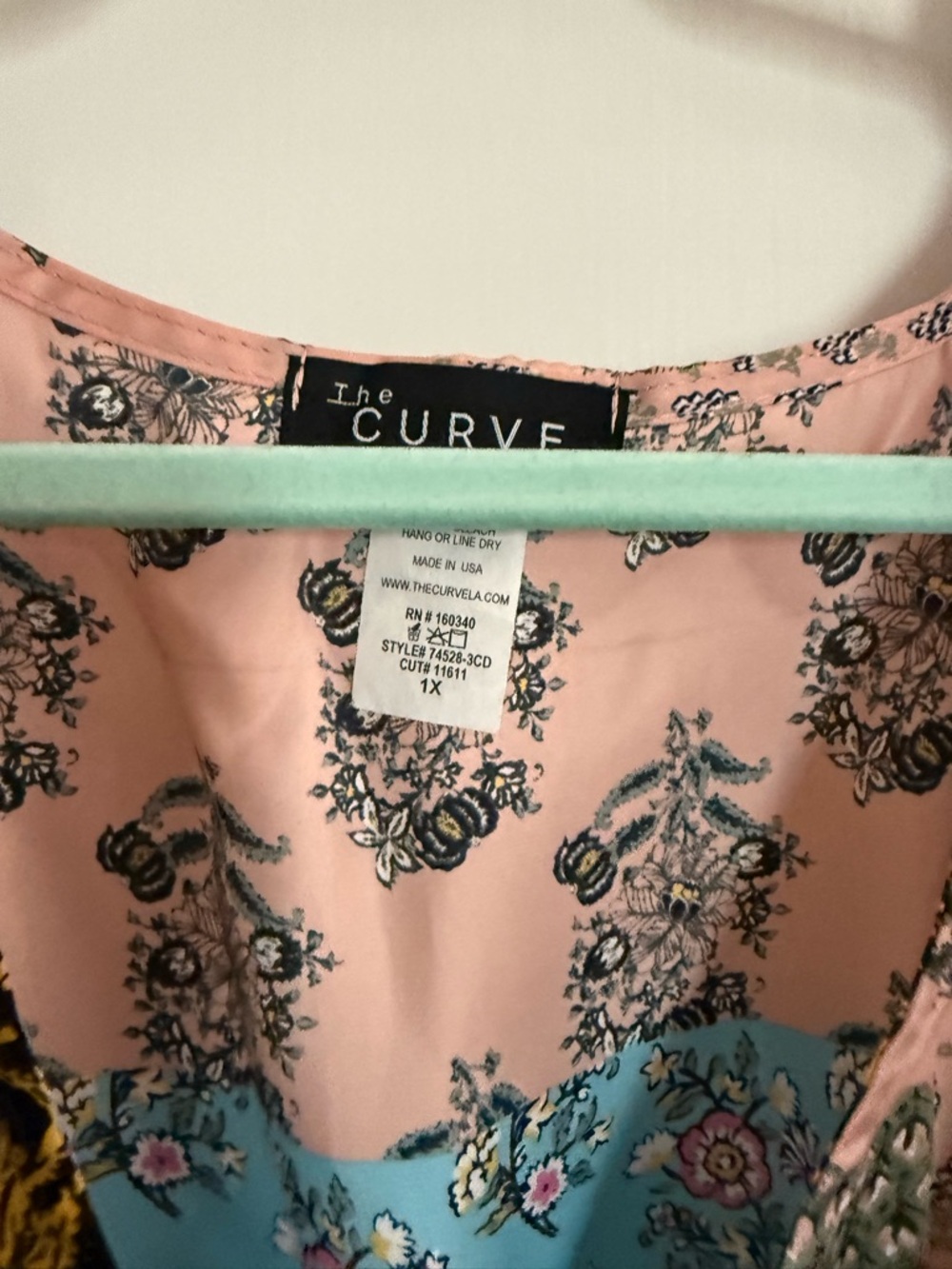 The Curve Like New 1X Boho Patchwork Wrap Dress in Pink, Blue & Yellow - Picture 5 of 6